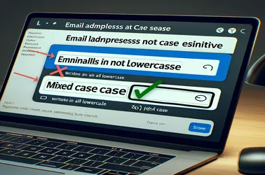 ईमेल पत्त्यांची केस संवेदनशीलता