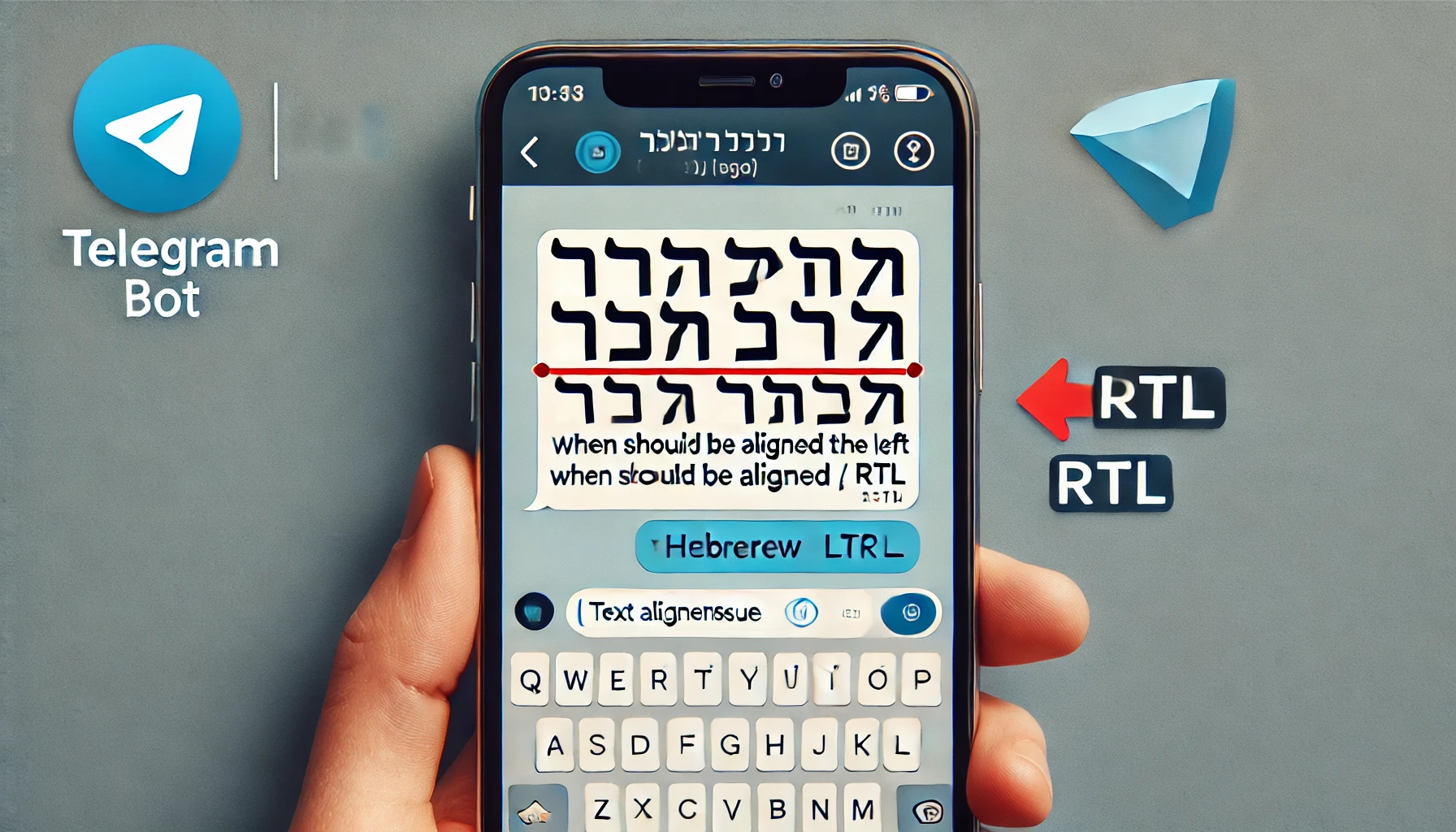 Remedierea alinierii textului ebraic în API-ul Telegram Bot