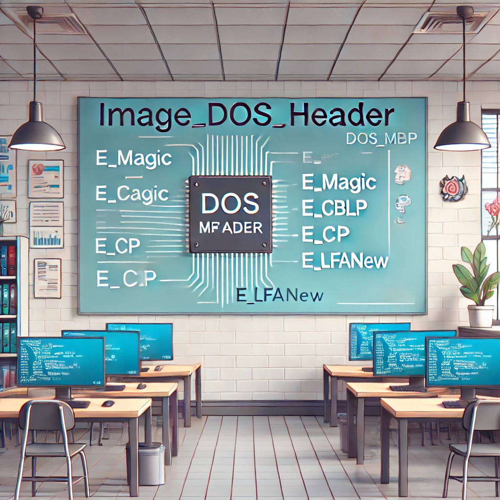 Supratimas apie e_lfanew lauko raidą IMAGE_DOS_HEADER